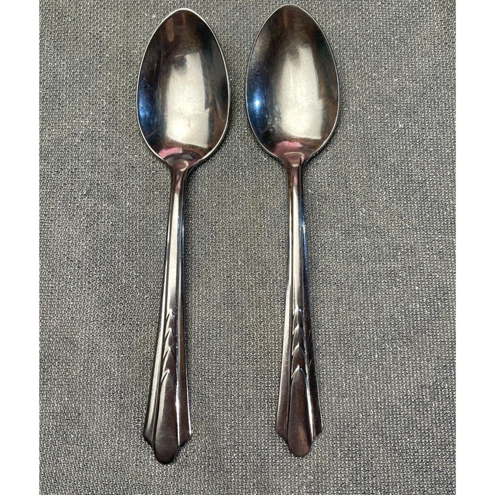 Vintage EKCO EKS7 Set of Two Teaspoons Stainless Steel Art Deco